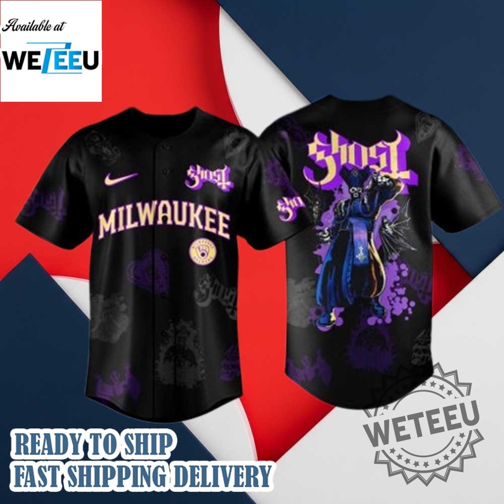 Milwaukee Brewers X Ghost Band Skeletour 2025 Baseball Jersey 5 Milwaukee Brewers x Ghost Band Skeletour 2025 Baseball Jersey