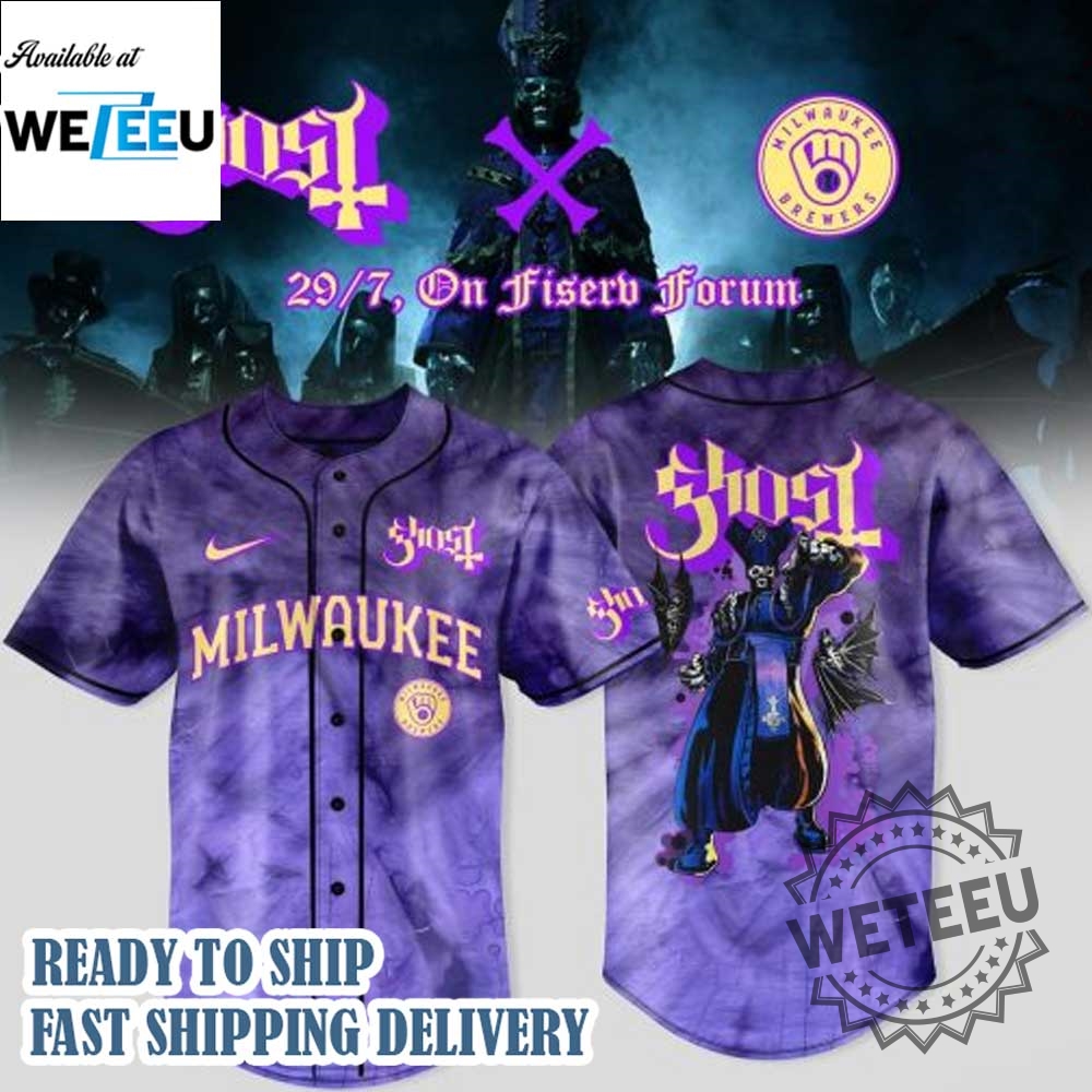 Milwaukee Brewers X Ghost Band Skeletour 2025 Baseball Jersey 6 Milwaukee Brewers x Ghost Band Skeletour 2025 Baseball Jersey