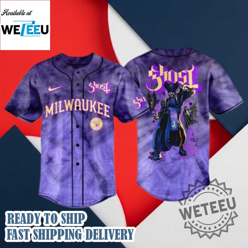 Milwaukee Brewers X Ghost Band Skeletour 2025 Baseball Jersey 7 Milwaukee Brewers x Ghost Band Skeletour 2025 Baseball Jersey