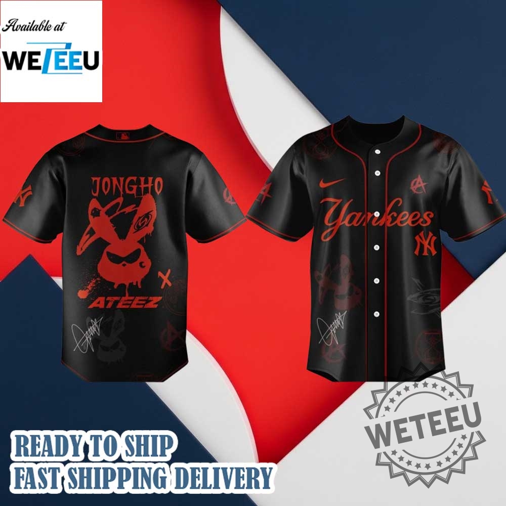 "Exclusive My Chemical Romance 2025 MLB Jerseys: Phillies, Dodgers & More" 15 New York Yankees X Jongho Bts Ateez 2025 World Tour Baseball Jersey