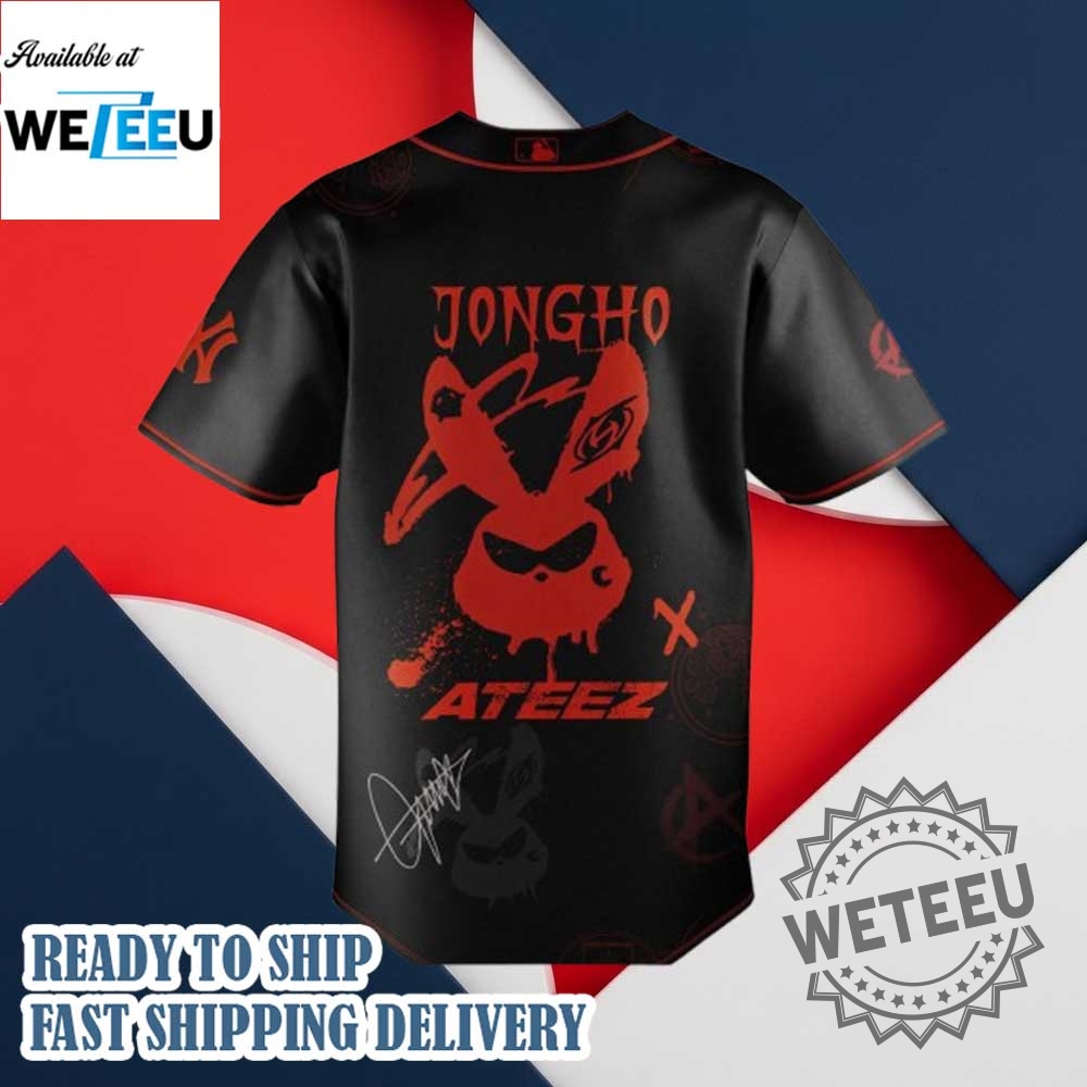 New York Yankees X Jongho Bts Ateez 2025 World Tour Baseball Jersey 5 New York Yankees x Jongho BTS ATEEZ 2025 World Tour Baseball Jersey