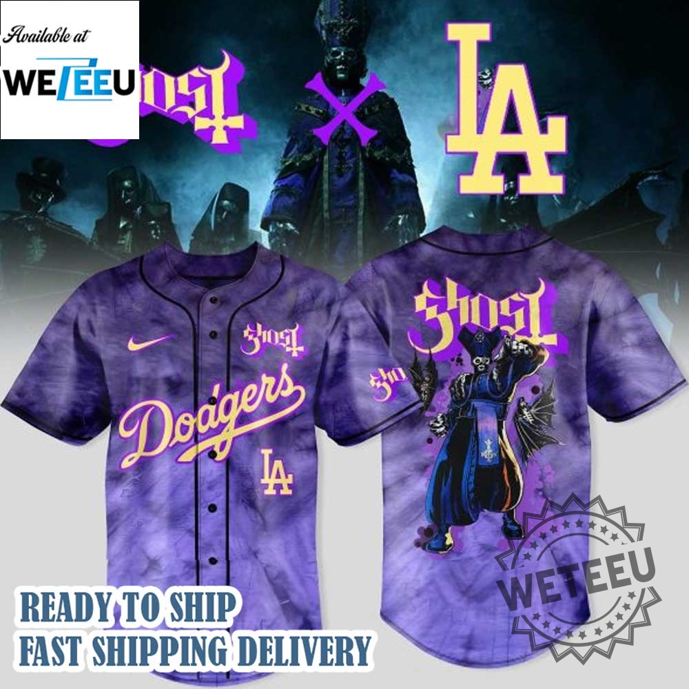 Los Angeles Dodgers X Ghost Band World Tour 2025 Baseball Jersey 3 Los Angeles Dodgers x Ghost Band World Tour 2025 Baseball Jersey