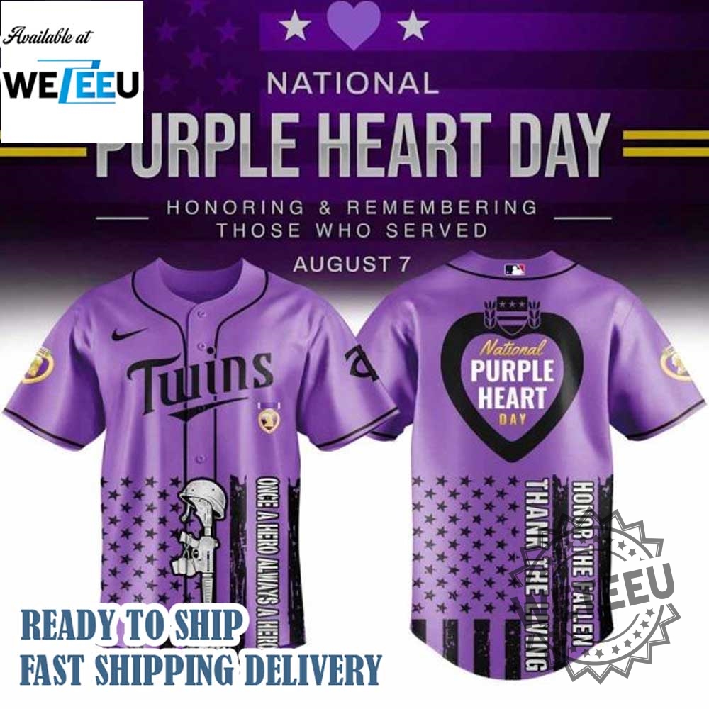 "Exclusive My Chemical Romance 2025 MLB Jerseys: Phillies, Dodgers & More" 20 Minnesota Twins Mlb X Purple Heart Day Personalized Baseball Jersey