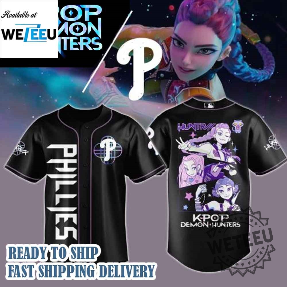 "Shop 2025's Hottest Kpop MLB & Chris Brown Baseball Jerseys" 3 Philadelphia Phillies Mlb X Kpop Demon Hunters 2025 Jersey