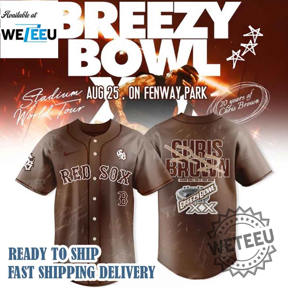 "Shop 2025's Hottest Kpop MLB & Chris Brown Baseball Jerseys" 5 Boston Red Sox X Chris Brown Breezy Bowl Xx Tour 2025 Baseball Jersey