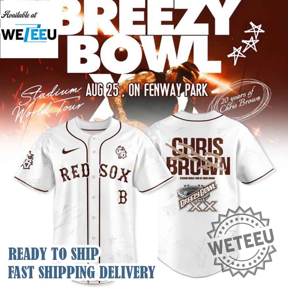 Boston Red Sox X Chris Brown Breezy Bowl Xx Tour 2025 Baseball Jersey 5 Boston Red Sox x Chris Brown Breezy Bowl XX Tour 2025 Baseball Jersey