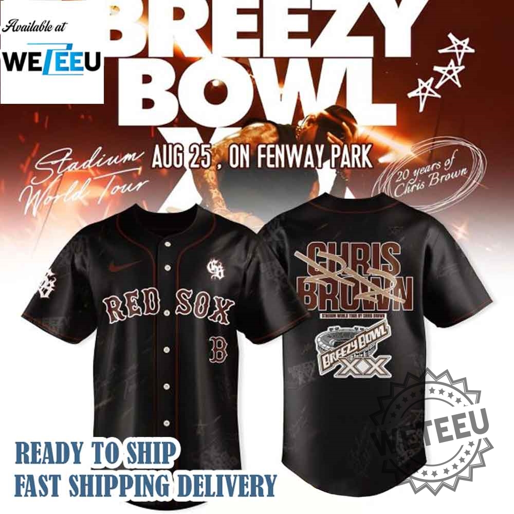 Boston Red Sox X Chris Brown Breezy Bowl Xx Tour 2025 Baseball Jersey 6 Boston Red Sox x Chris Brown Breezy Bowl XX Tour 2025 Baseball Jersey