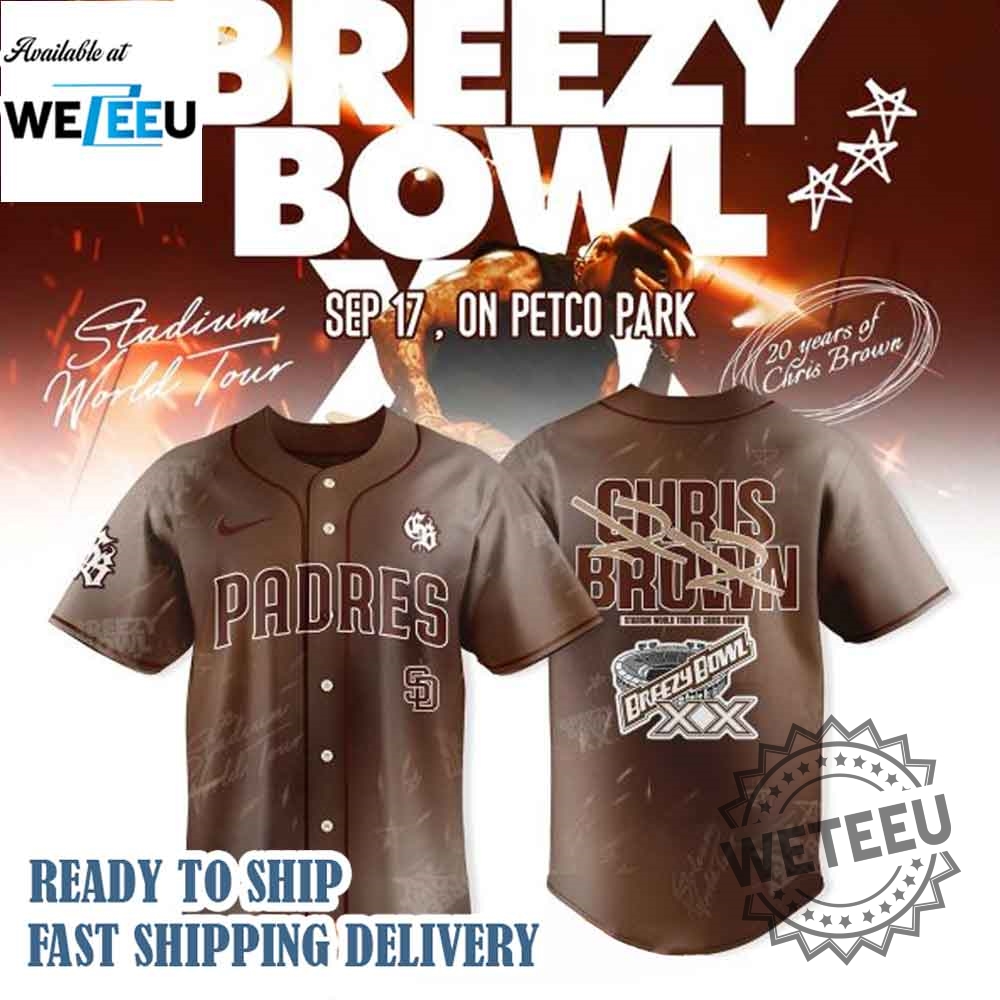 "Shop 2025's Hottest Kpop MLB & Chris Brown Baseball Jerseys" 6 San Diego Padres X Chris Brown Breezy Bowl Xx Tour 2025 Baseball Jersey