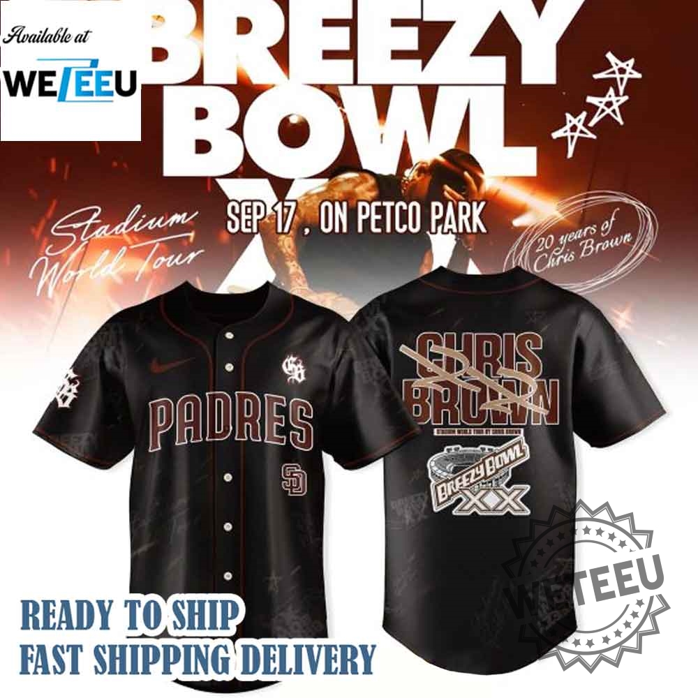 San Diego Padres X Chris Brown Breezy Bowl Xx Tour 2025 Baseball Jersey 6 San Diego Padres x Chris Brown Breezy Bowl XX Tour 2025 Baseball Jersey
