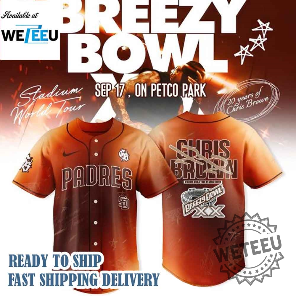 San Diego Padres X Chris Brown Breezy Bowl Xx Tour 2025 Baseball Jersey 7 San Diego Padres x Chris Brown Breezy Bowl XX Tour 2025 Baseball Jersey