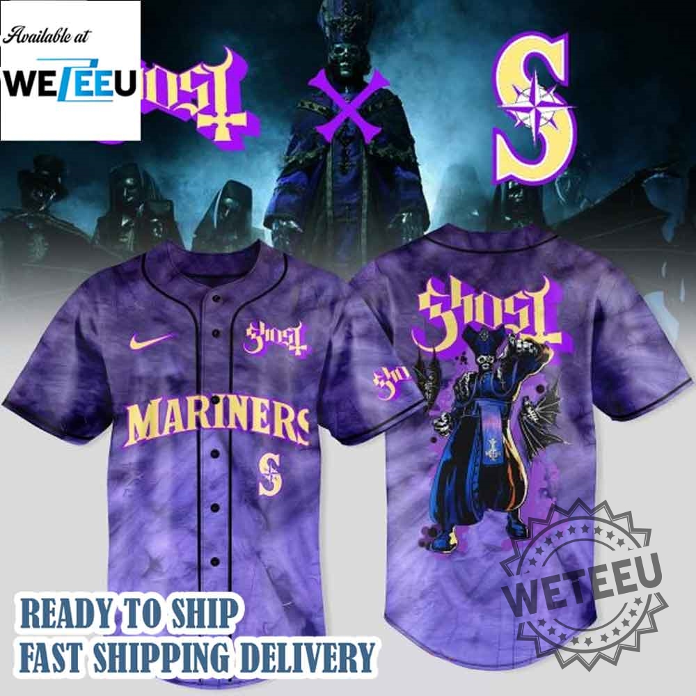 "Shop 2025's Hottest Kpop MLB & Chris Brown Baseball Jerseys" 11 Seattle Mariners X Ghost Band World Tour 2025 Baseball Jersey
