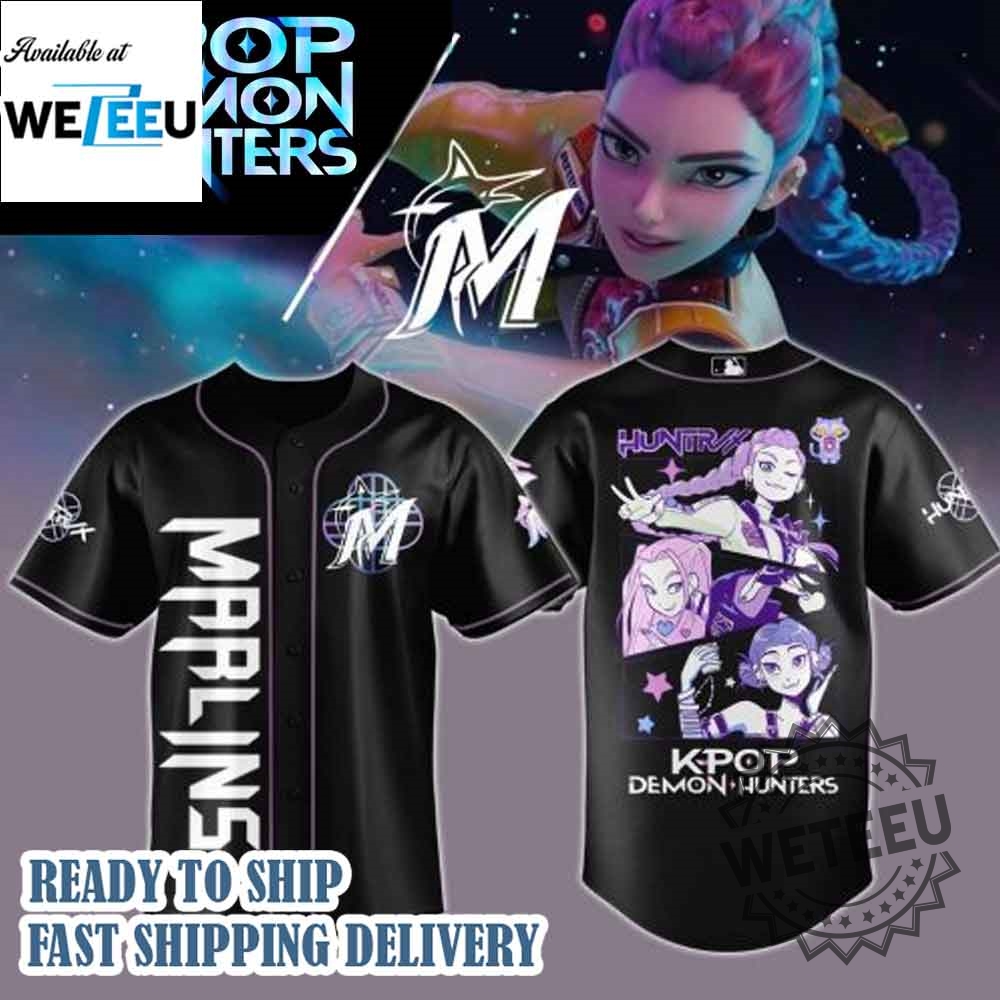"Shop 2025's Hottest Kpop MLB & Chris Brown Baseball Jerseys" 19 Miami Marlins Mlb X Kpop Demon Hunters 2025 Jersey