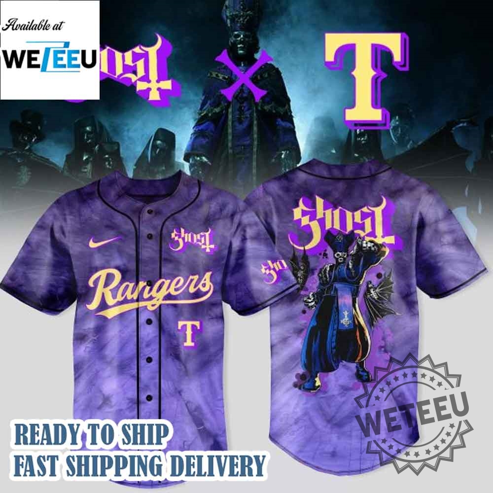 "Shop 2025's Hottest Kpop MLB & Chris Brown Baseball Jerseys" 21 Texas Rangers X Ghost Band World Tour 2025 Baseball Jersey