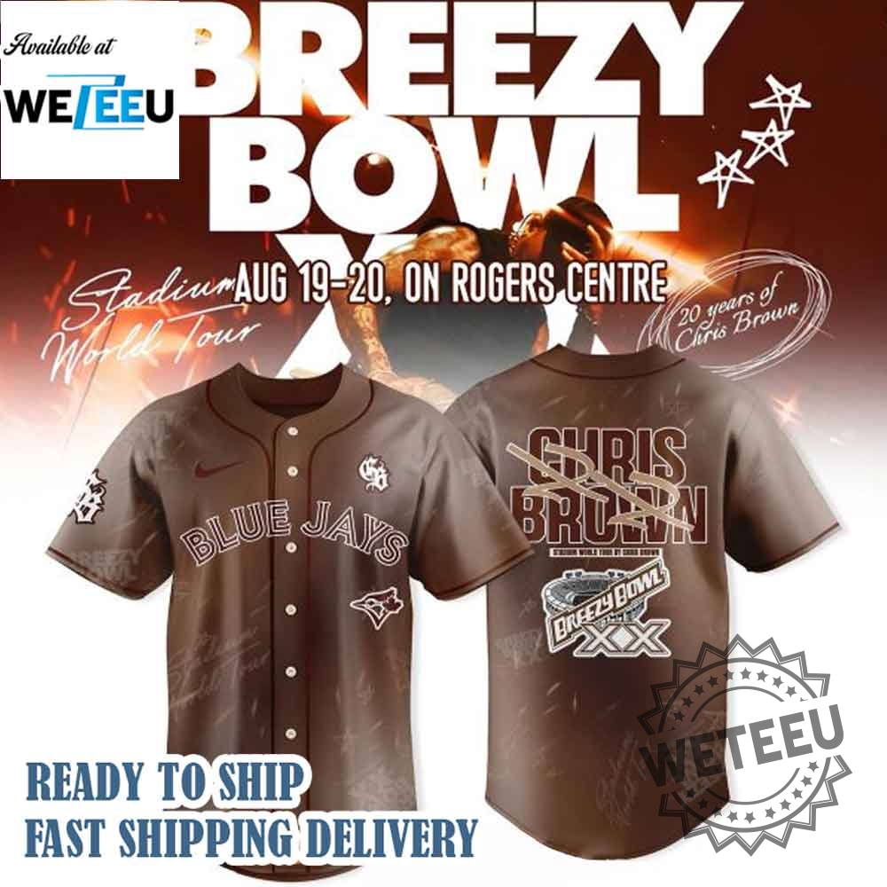"Top 2025 Tour Baseball Jerseys: Braves, Giants, Titans & More!" 4 Toronto Blues Jays X Chris Brown Breezy Bowl Xx Tour 2025 Baseball Jersey