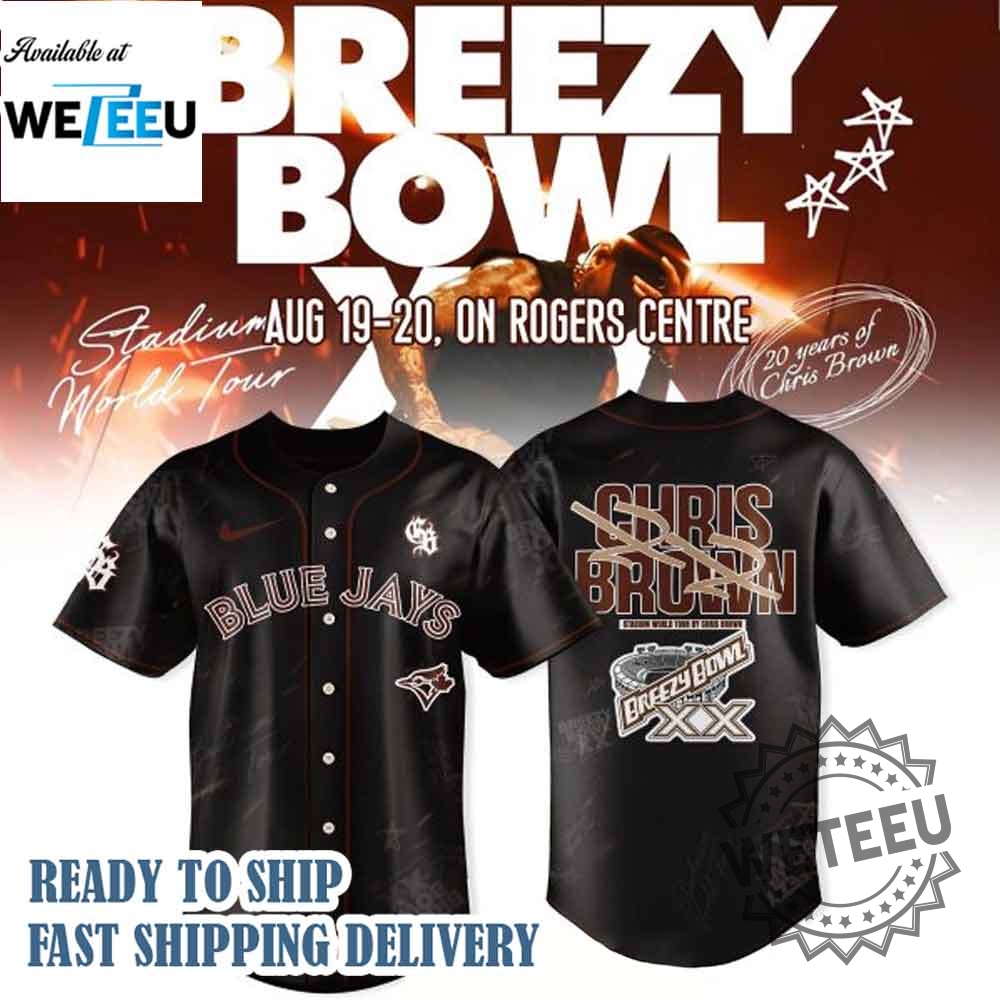 Toronto Blues Jays X Chris Brown Breezy Bowl Xx Tour 2025 Baseball Jersey 6 Toronto Blues Jays x Chris Brown Breezy Bowl XX Tour 2025 Baseball Jersey
