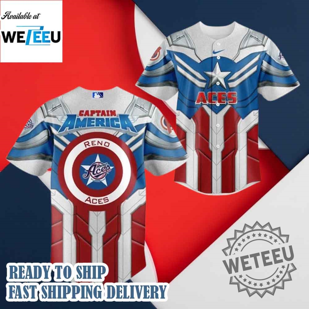 Reno Aces X Captain America 2025 Baseball Jersey 5 Reno Aces x Captain America 2025 Baseball Jersey