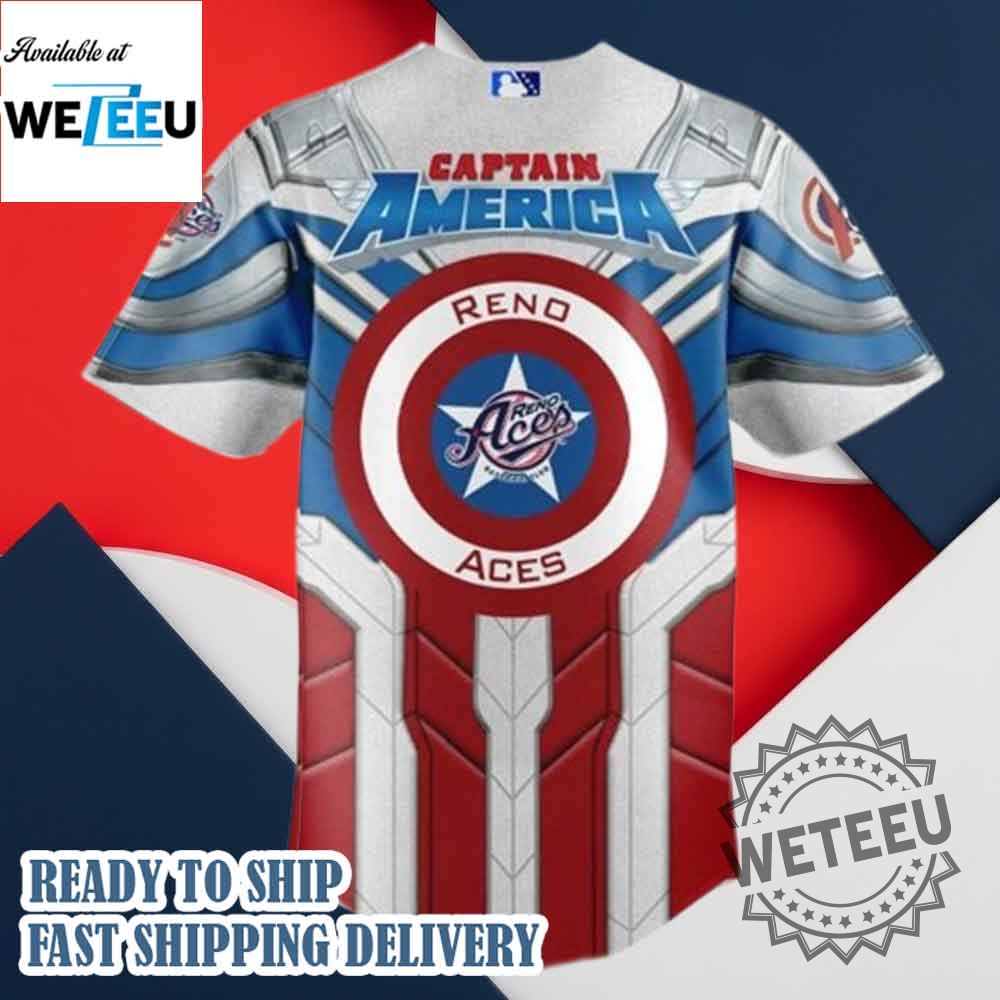 Reno Aces X Captain America 2025 Baseball Jersey 7 Reno Aces x Captain America 2025 Baseball Jersey