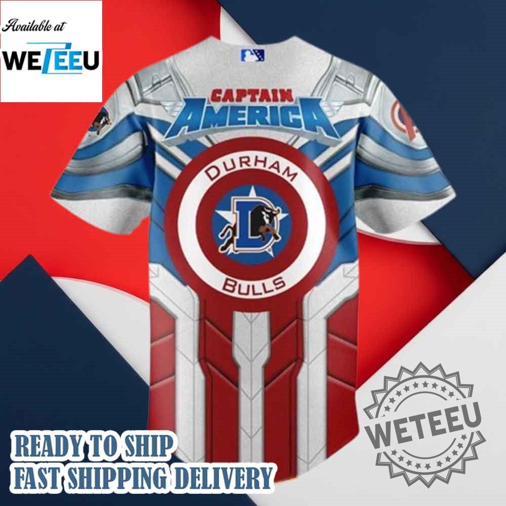 Durham Bulls X Captain America 2025 Baseball Jersey 5 Durham Bulls x Captain America 2025 Baseball Jersey