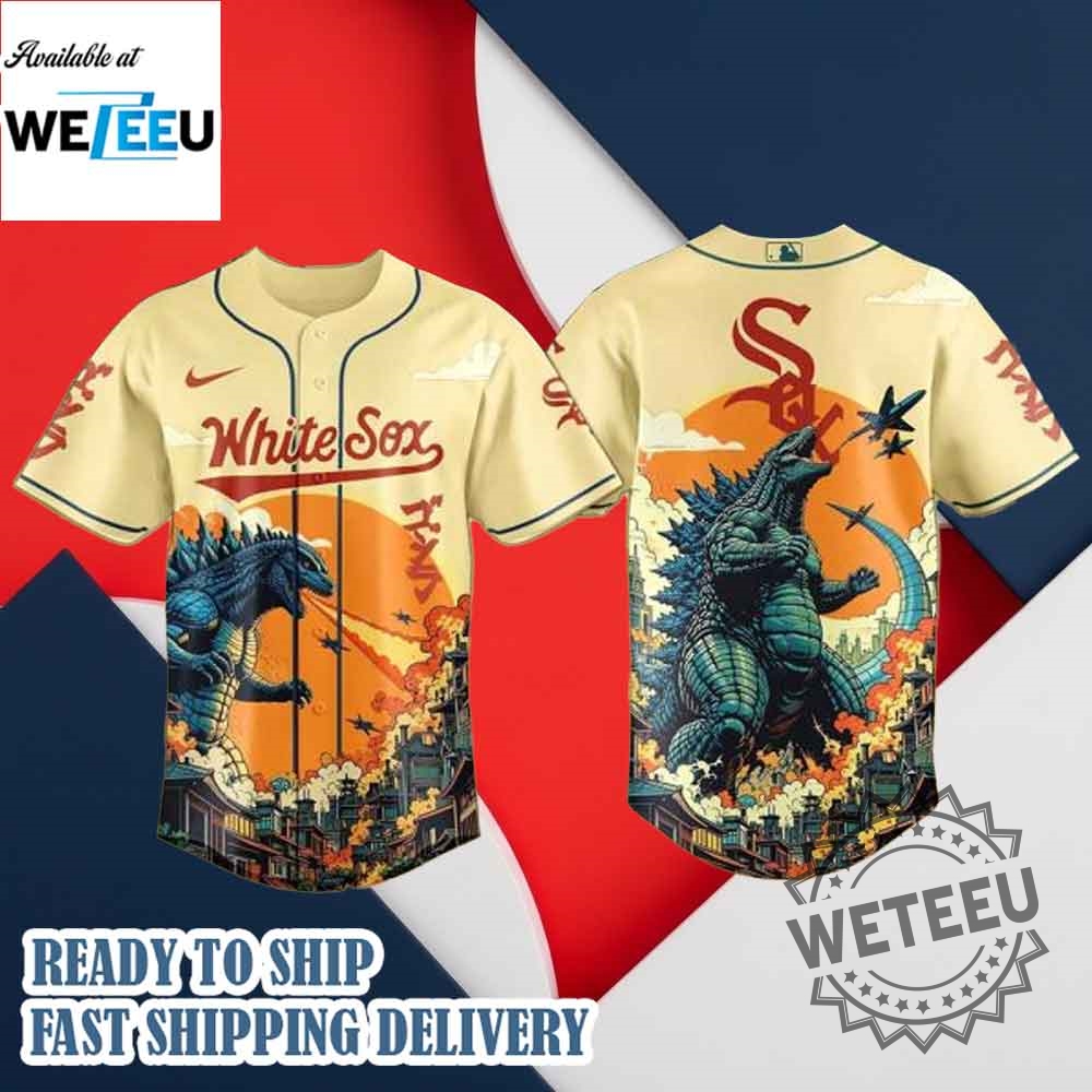 Chicago White Sox Mlb Godzilla 2025 Baseball Jersey 5 Chicago White Sox MLB Godzilla 2025 Baseball Jersey