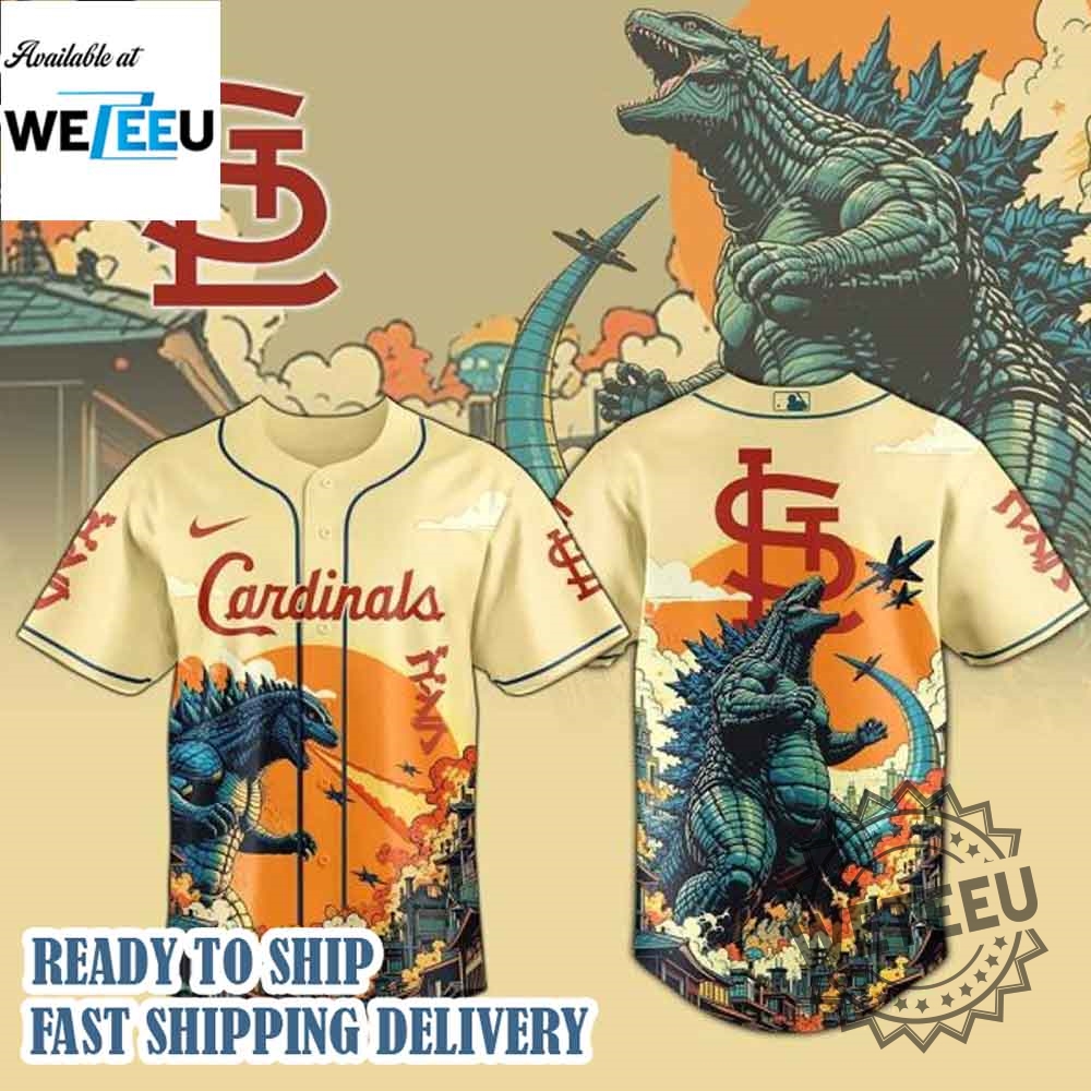 St Louis Cardinals Mlb Godzilla 2025 Baseball Jersey 3 St Louis Cardinals MLB Godzilla 2025 Baseball Jersey