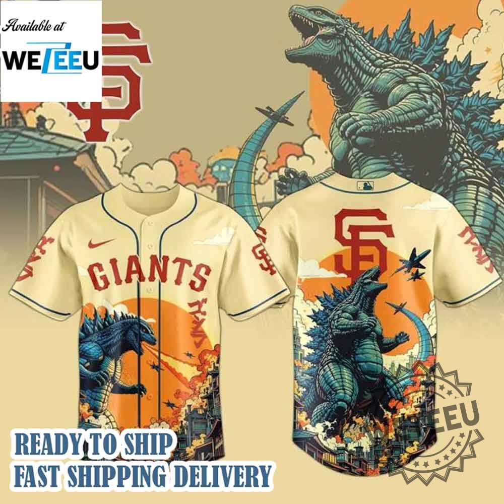 San Francisco Giants Mlb Godzilla 2025 Baseball Jersey 3 San Francisco Giants MLB Godzilla 2025 Baseball Jersey