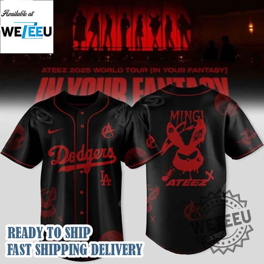 "Top 5 Must-Have Godzilla 2025 and Graffiti MLB Baseball Jerseys" 16 Los Angeles Dodgers X Ateez 2025 World Tour Baseball Jersey