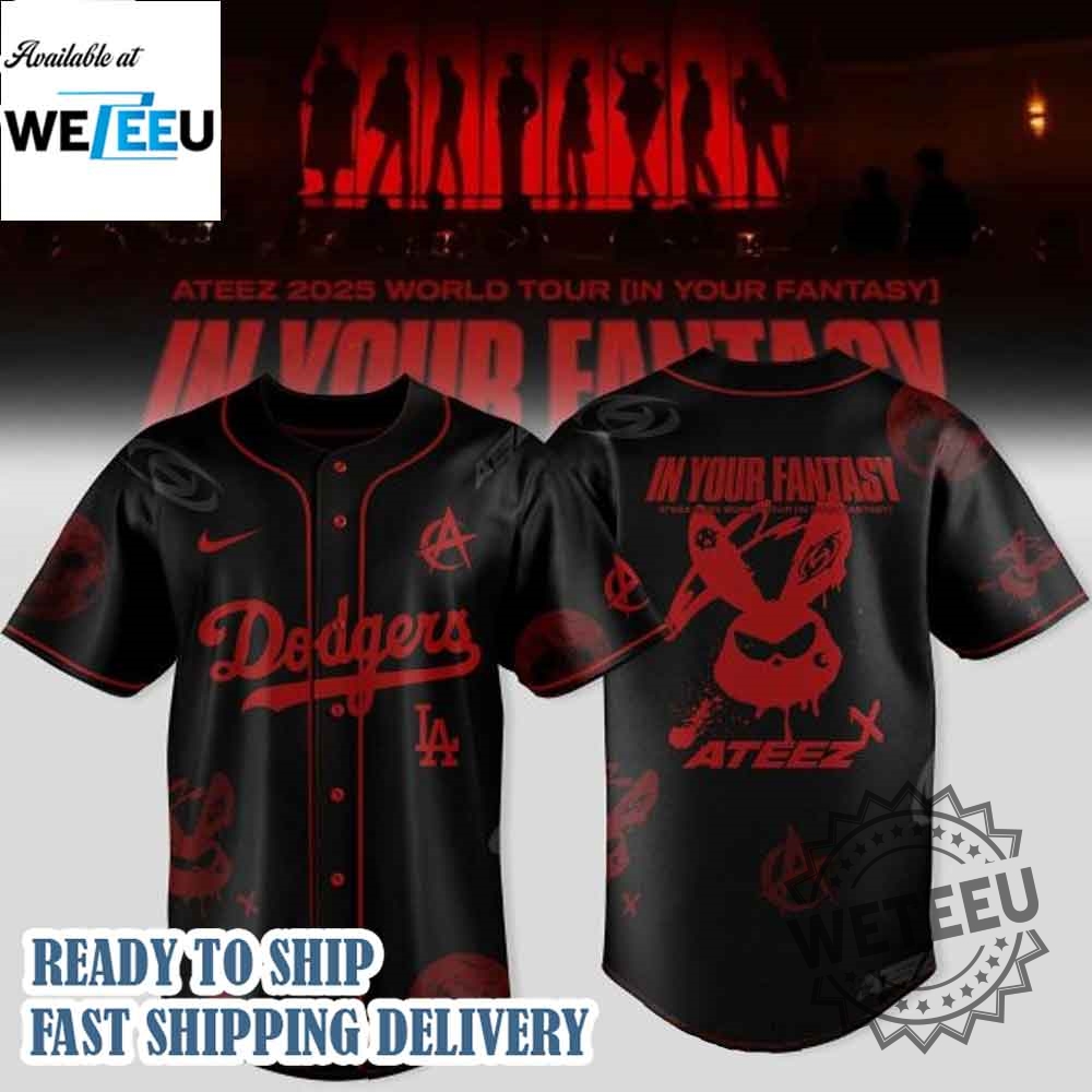 Los Angeles Dodgers X Ateez 2025 World Tour Baseball Jersey 6 Los Angeles Dodgers x Ateez 2025 World Tour Baseball Jersey