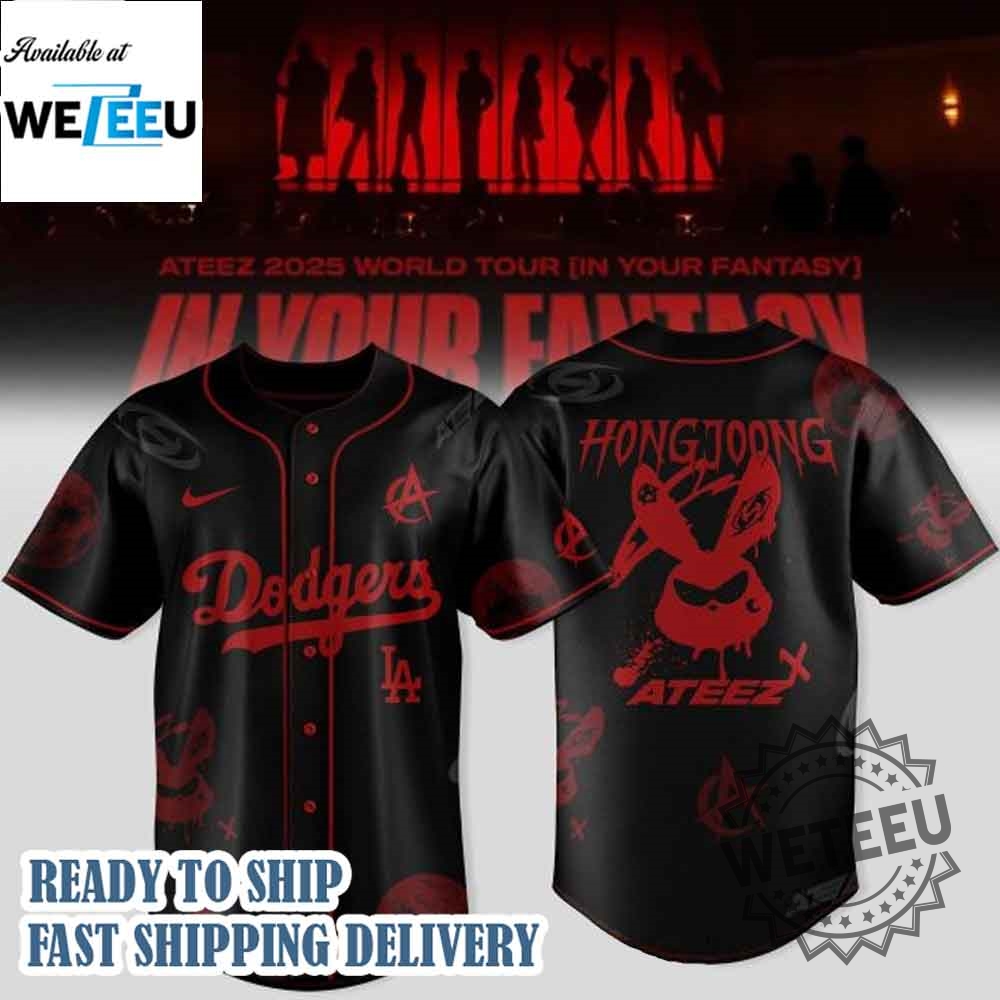 Los Angeles Dodgers X Ateez 2025 World Tour Baseball Jersey 7 Los Angeles Dodgers x Ateez 2025 World Tour Baseball Jersey