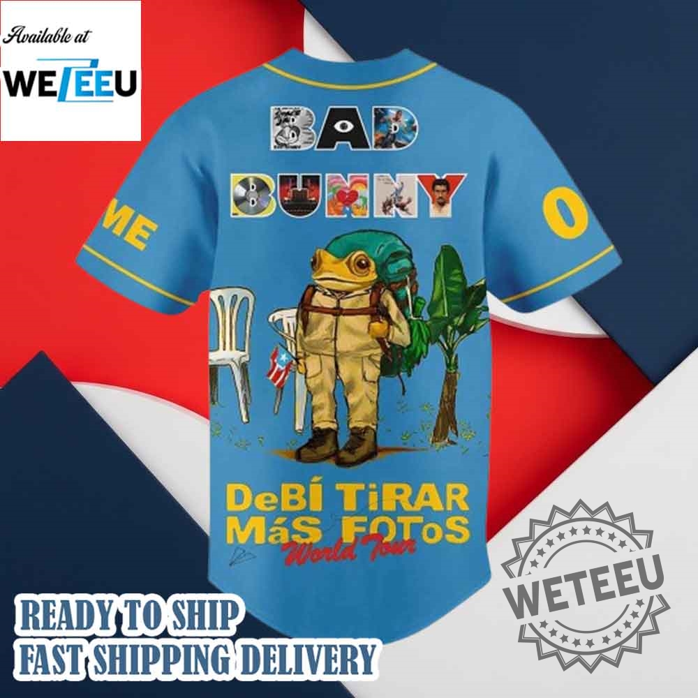 Bad Bunny Debi Tirar Mas Fotos World Tour Baseball Jersey 6 Bad Bunny Debi Tirar Mas Fotos World Tour Baseball Jersey