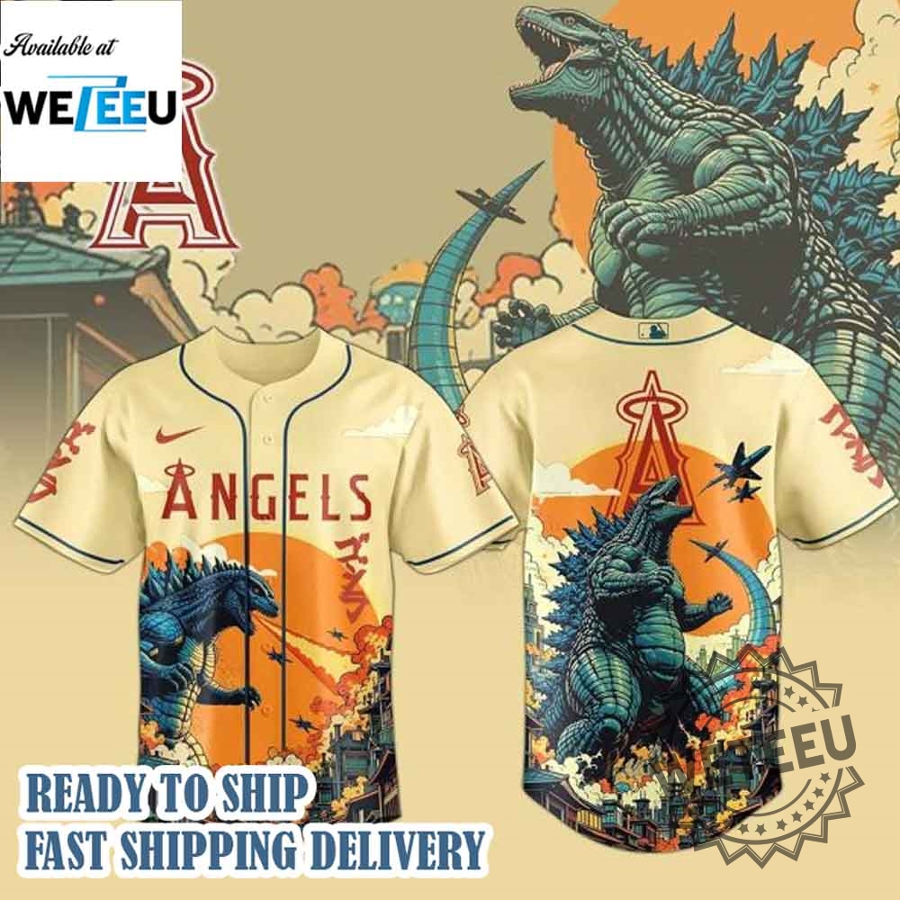 Los Angeles Angels Mlb Godzilla 2025 Baseball Jersey 3 Los Angeles Angels MLB Godzilla 2025 Baseball Jersey