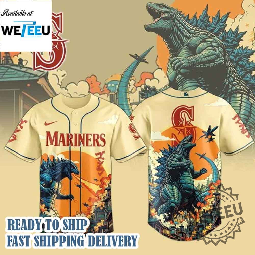 Seattle Mariners Mlb Godzilla 2025 Baseball Jersey 3 Seattle Mariners MLB Godzilla 2025 Baseball Jersey