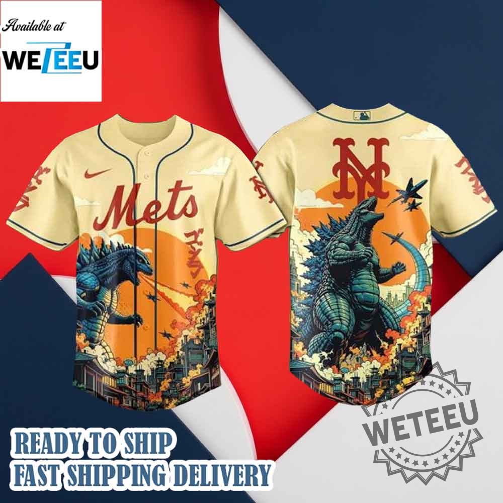 New York Mets Mlb X Godzilla Custom New Baseball Jersey