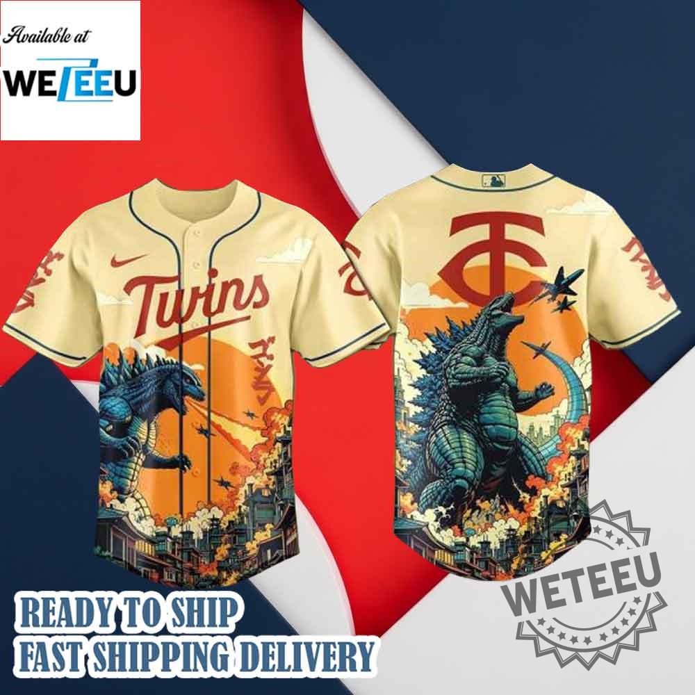Minnesota Twins Mlb X Godzilla Custom New Baseball Jersey