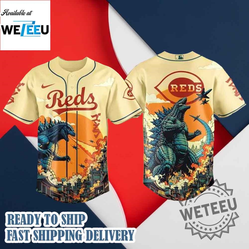 Cincinnati Reds Mlb X Godzilla Custom New Baseball Jersey