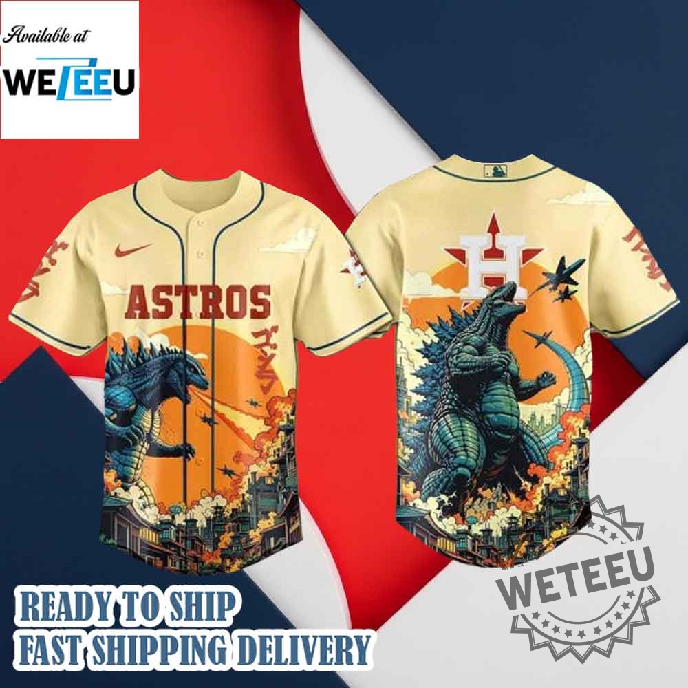 Houston Astros Mlb X Godzilla Custom New Baseball Jersey