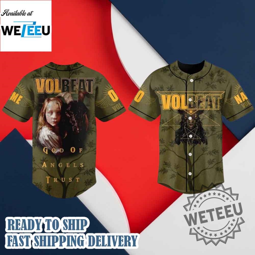 "Shop Unique Alligator and MLB Godzilla Baseball Jerseys Collection" 20 Volbeat God Of Angels Trust Music Baseball Jersey