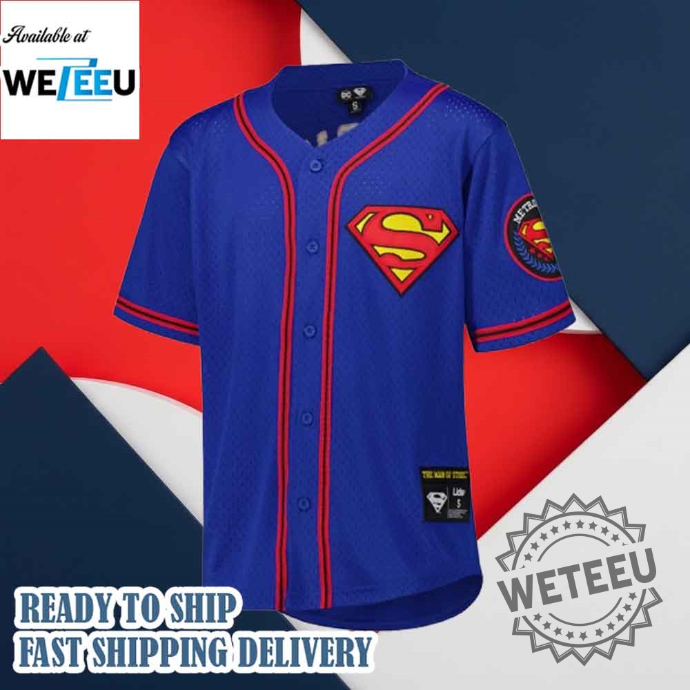 Superman Graphic Baseball Jersey Custom Number 4 Superman Graphic Baseball Jersey Custom Number