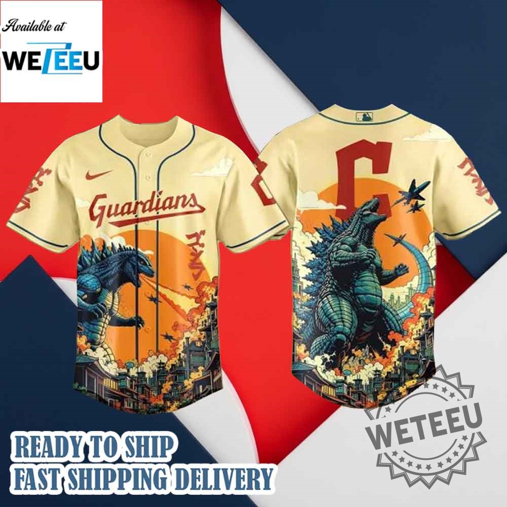 Cleveland Guardians Mlb X Godzilla Custom New Baseball Jersey