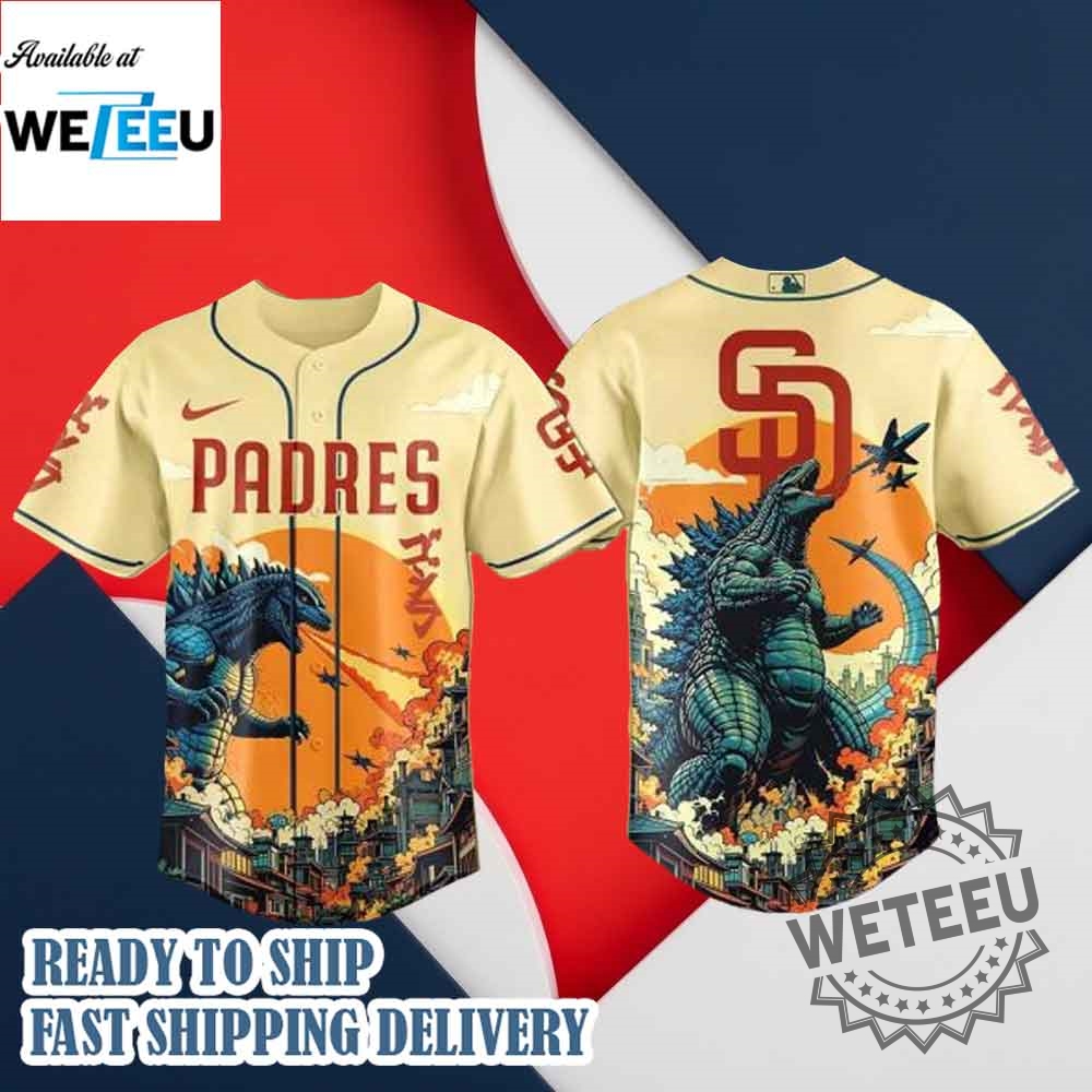 San Diego Padres Mlb X Godzilla Custom New Baseball Jersey