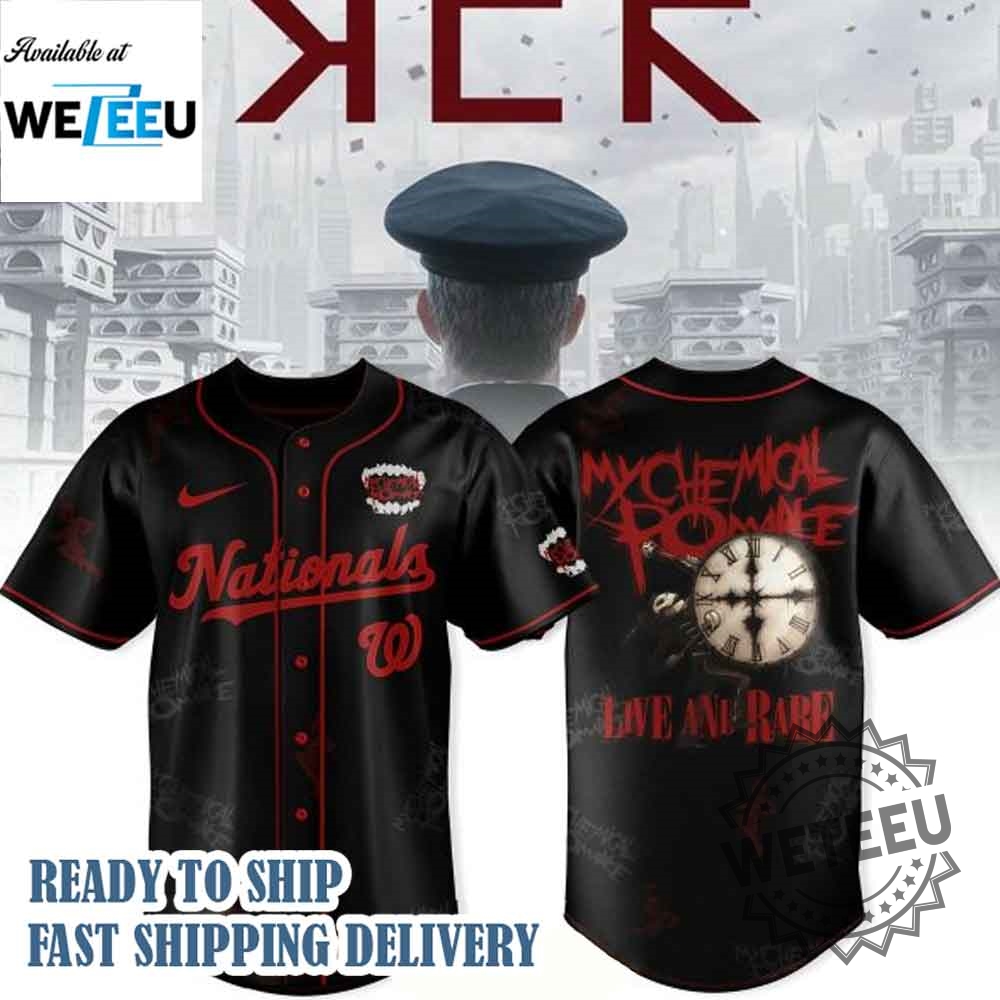 "Unique 2025 Team Jerseys: Dodgers, Reds, Blue Jays, Padres, Pirates" 17 Washington Nationals X Long Live The Black Parade My Chemical Romance Baseball Jersey
