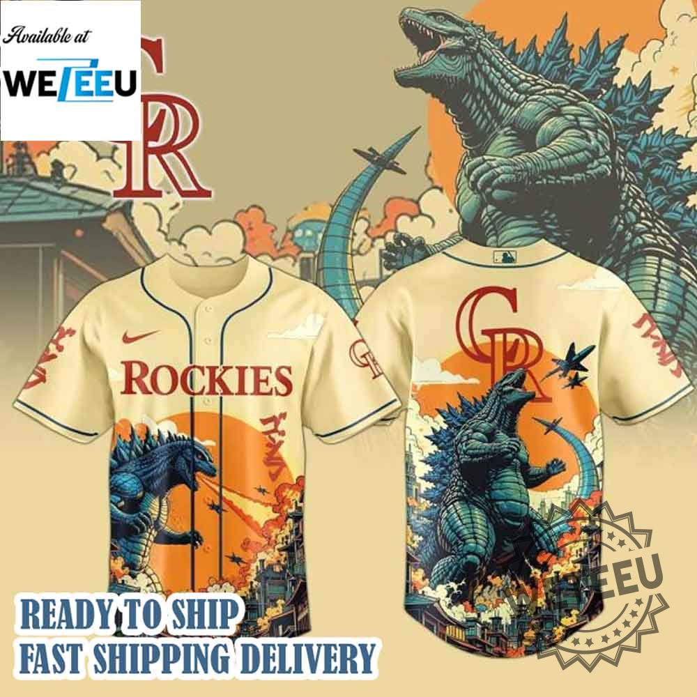 Colorado Rockies Mlb X Godzilla Custom New Baseball Jersey 3 Colorado Rockies MLB X Godzilla Custom New Baseball Jersey