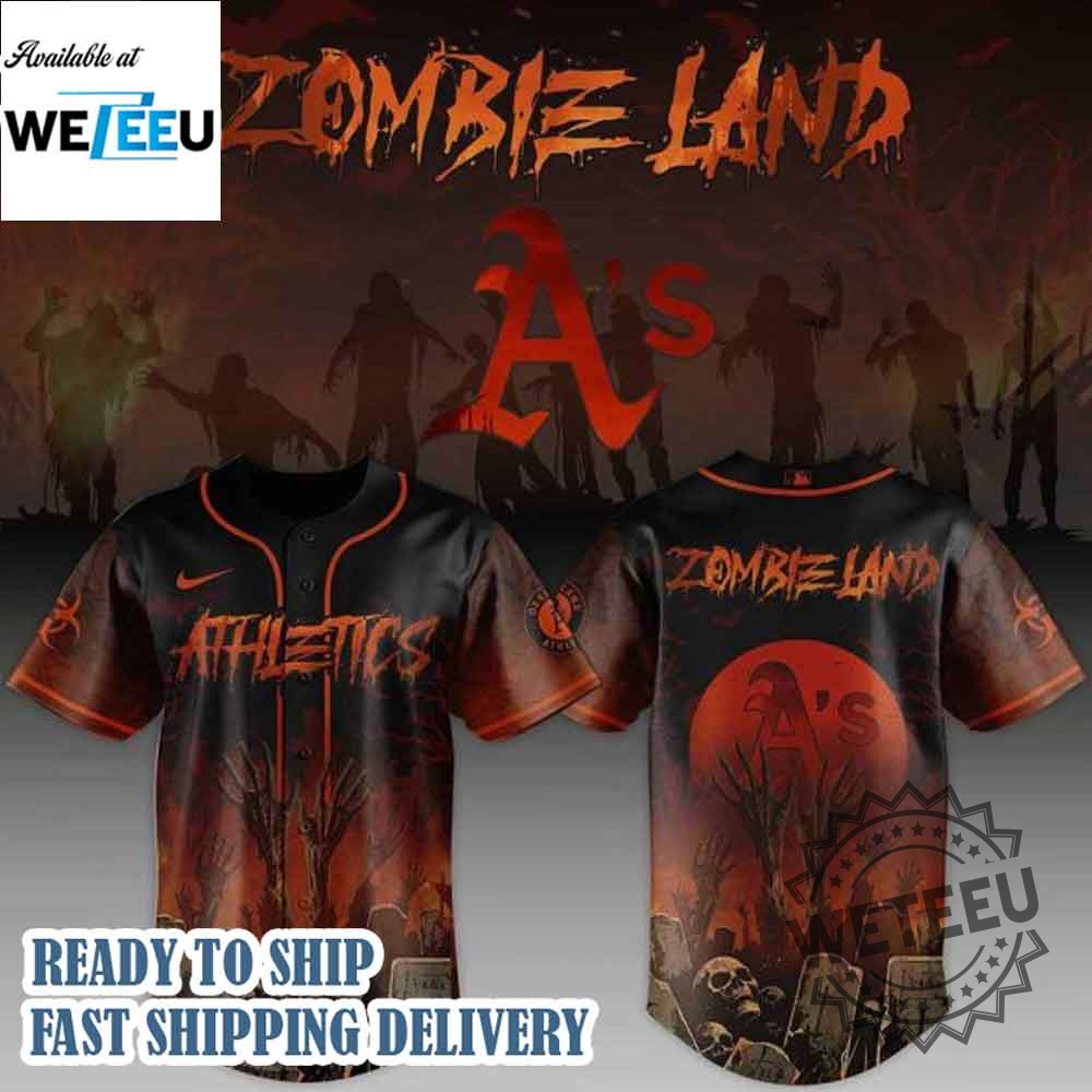 Oakland Athletics Mlb X Zombie Land Custom Baseball Jersey 3 Oakland Athletics MLB X Zombie Land Custom Baseball Jersey