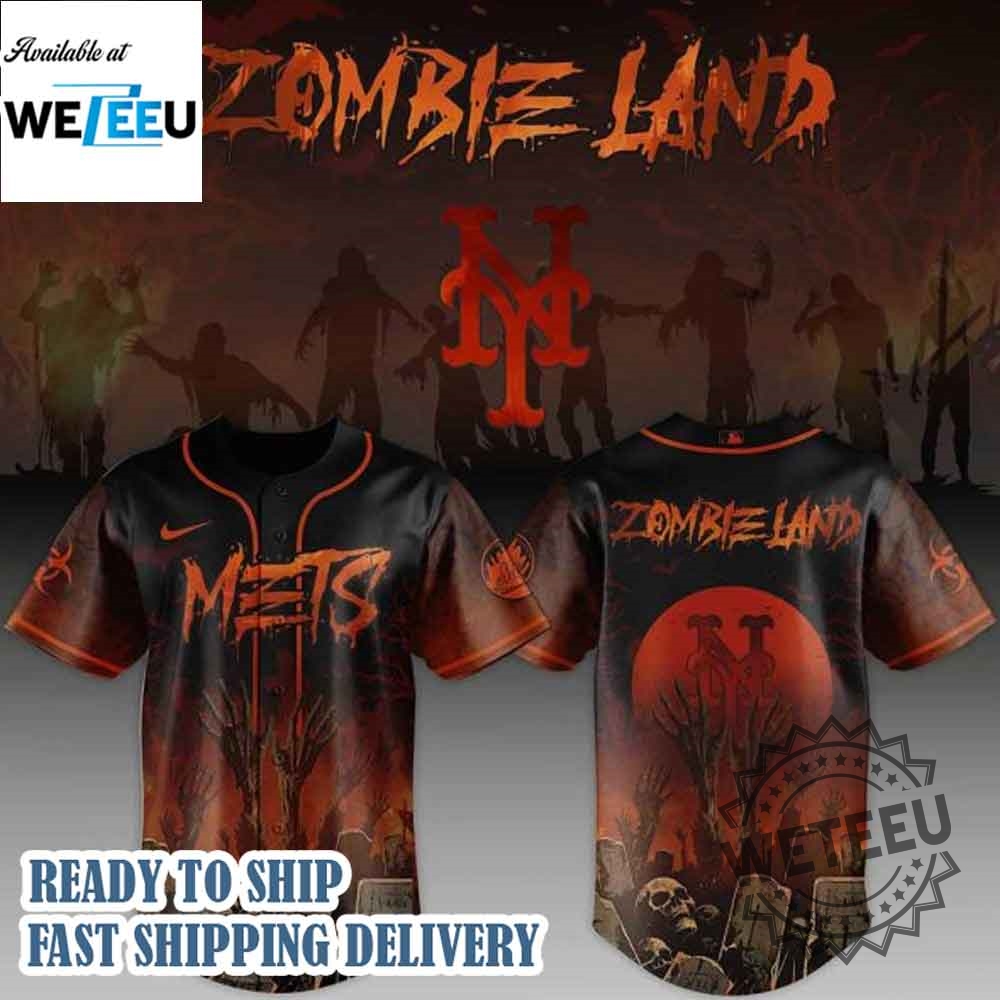 New York Mets Mlb X Zombie Land Custom Baseball Jersey 3 New York Mets MLB X Zombie Land Custom Baseball Jersey
