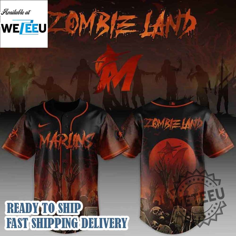 Miami Marlins Mlb X Zombie Land Custom Baseball Jersey 3 Miami Marlins MLB X Zombie Land Custom Baseball Jersey