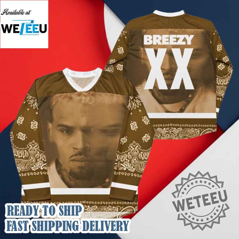 Official Chris Brown Breezy Hockey Jersey Brown Paisley Fan Gear