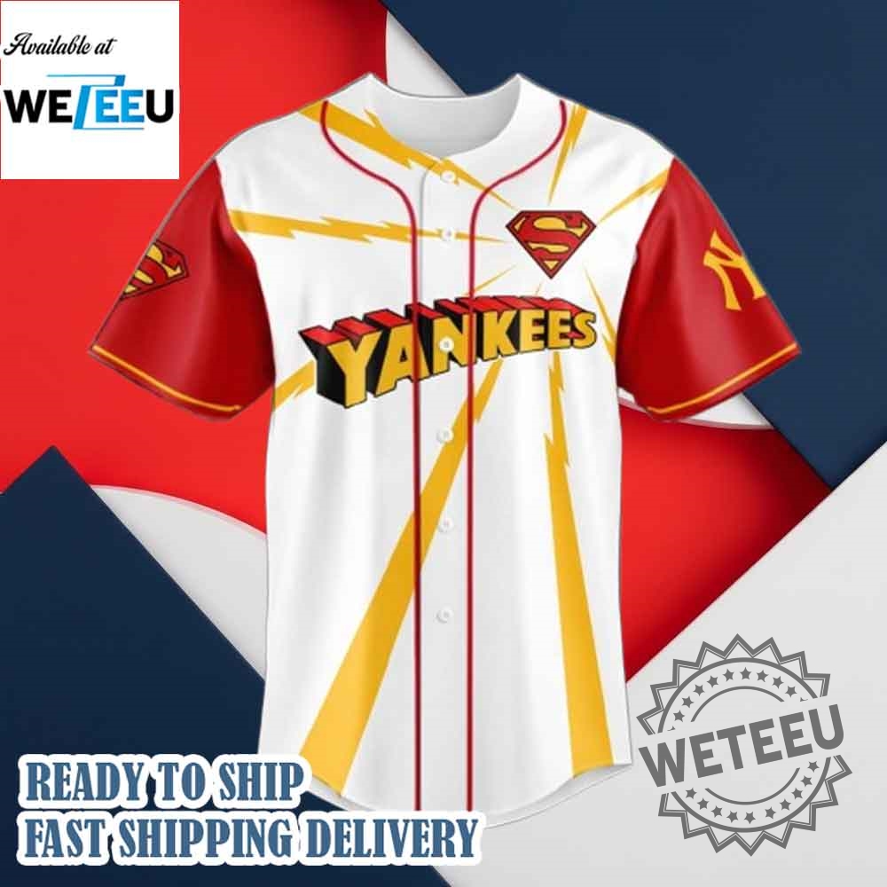 New York Yankees X Superman Man Of Steel Baseball Jersey 4 New York Yankees x Superman Man of Steel Baseball Jersey