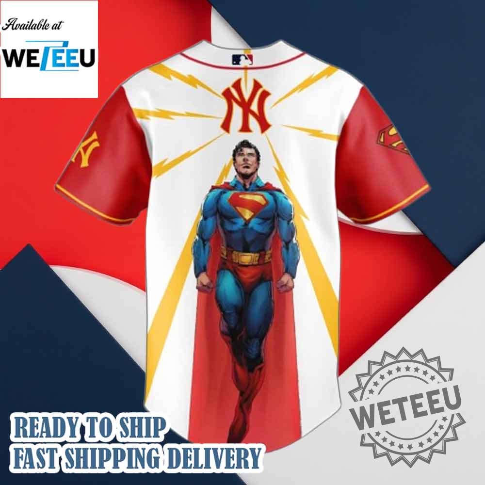 New York Yankees X Superman Man Of Steel Baseball Jersey 5 New York Yankees x Superman Man of Steel Baseball Jersey