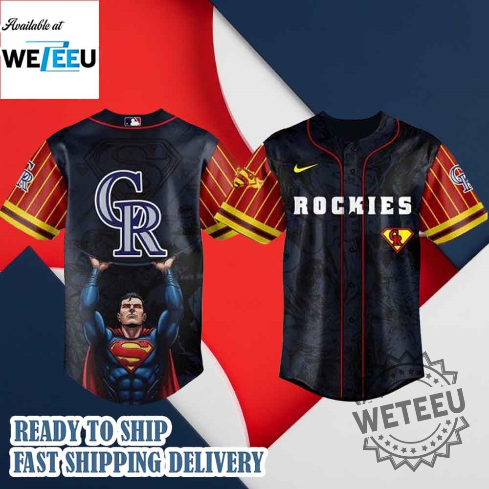 Colorado Rockies Mlb X Superman Baseball Jersey 3 Colorado Rockies MLB x Superman Baseball Jersey