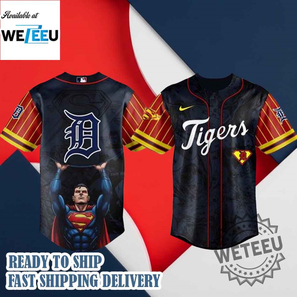 Detroit Tigers Mlb X Superman Baseball Jersey 3 Detroit Tigers MLB x Superman Baseball Jersey