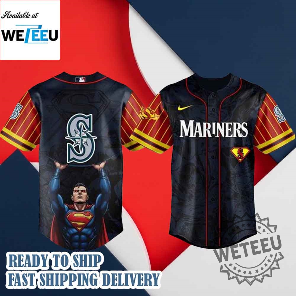Seattle Mariners Mlb X Superman Baseball Jersey 3 Seattle Mariners MLB x Superman Baseball Jersey